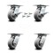 Service Caster 5 Inch Thermoplastic Caster Set with Roller Bearing 4 Swivel Lock and 2 Brake SCC-35S520-TPRRD-SLB-BSL-2-BSL-2 - alternate 1